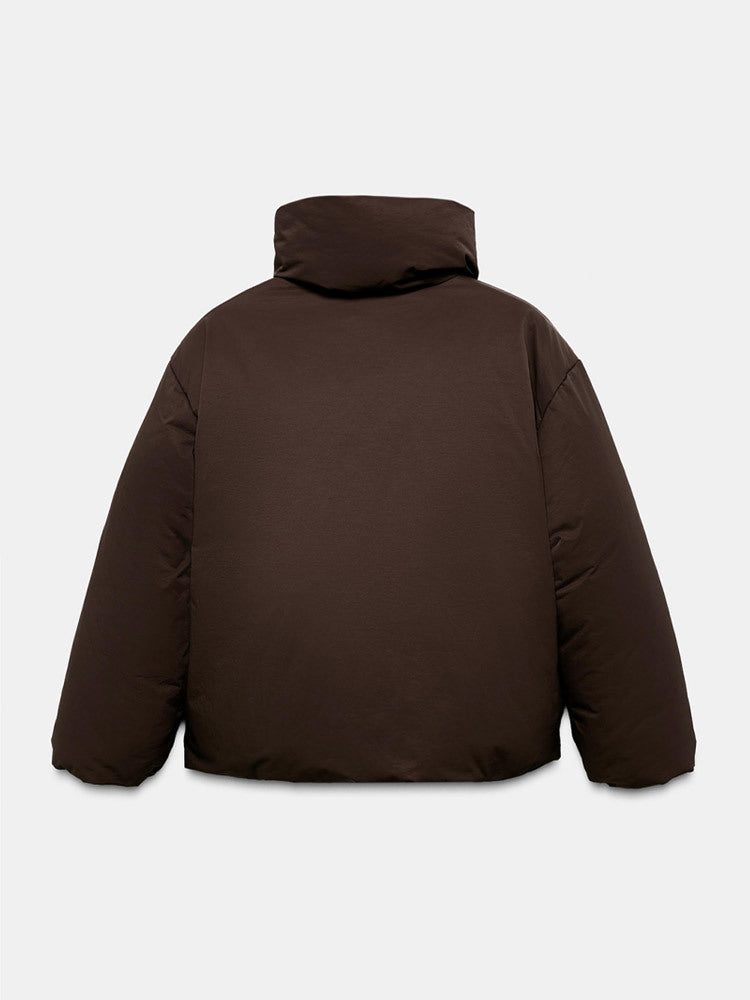 High Collar Hidden Button Strap Short Jacket