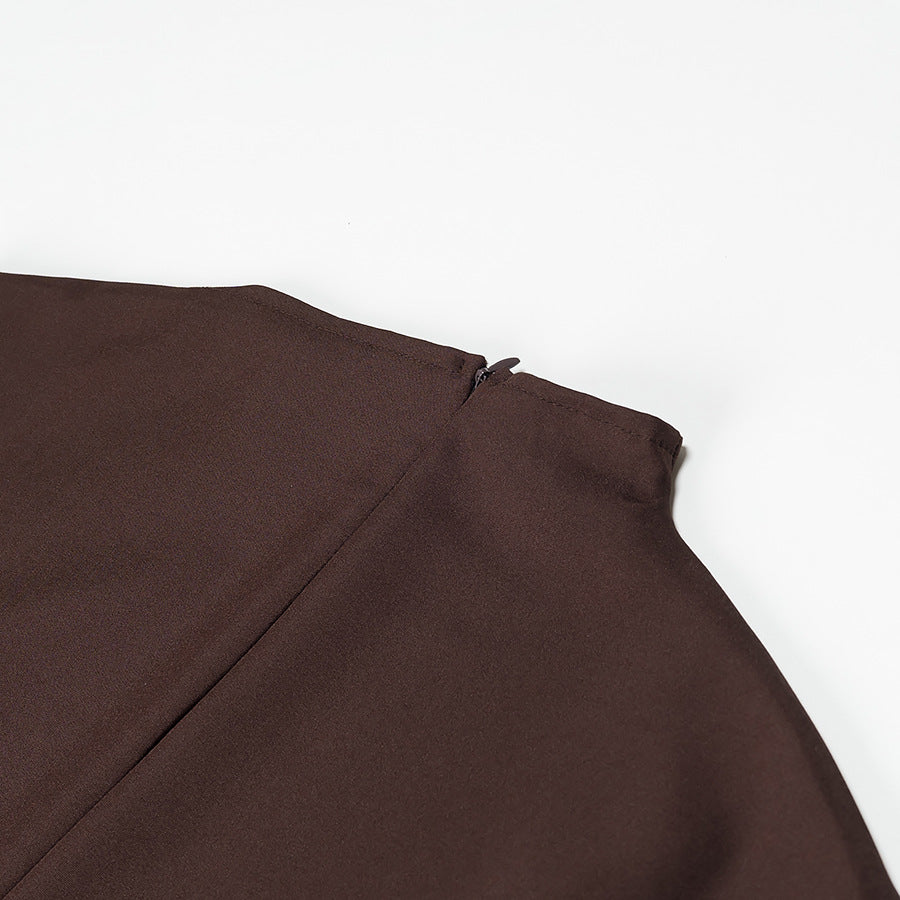 High Collar Large Sleeveless Slim Dress