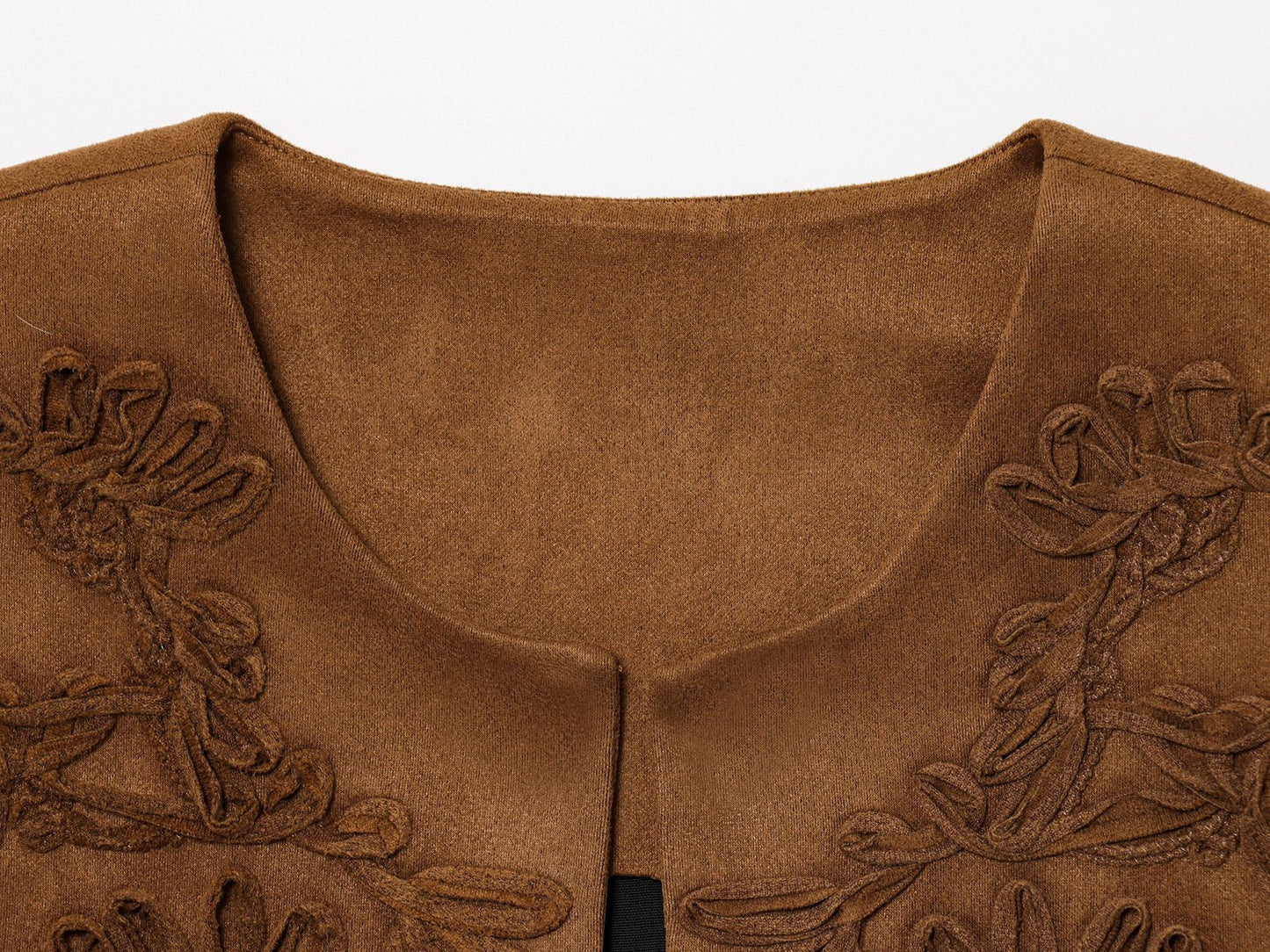 Embroidered Suede Texture Vest
