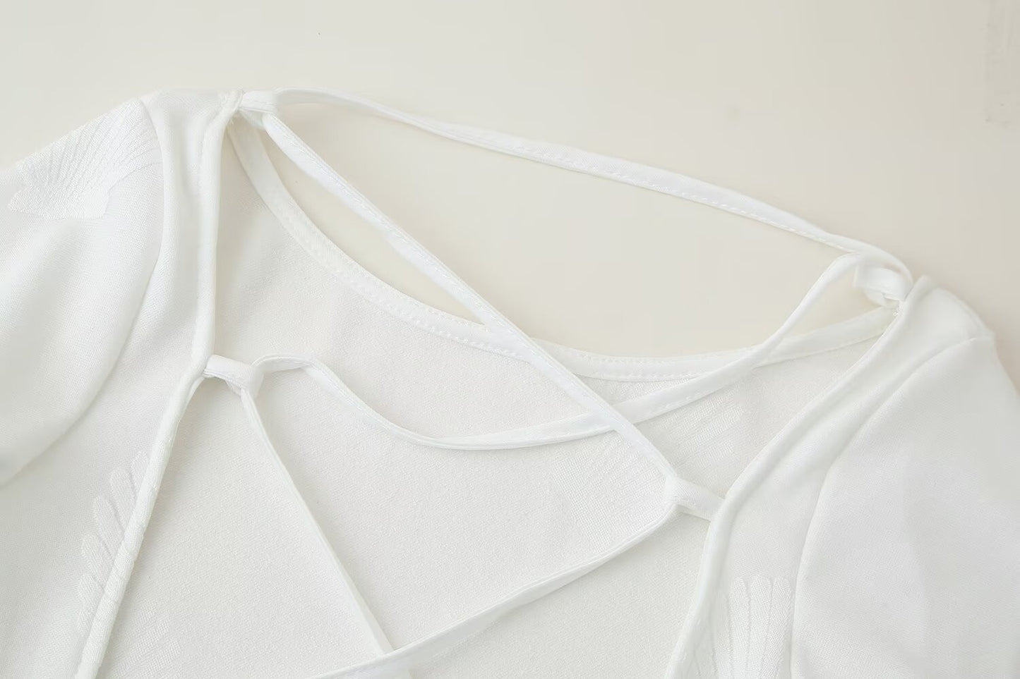 Round Neck Trumpet Sleeve Tie Dress