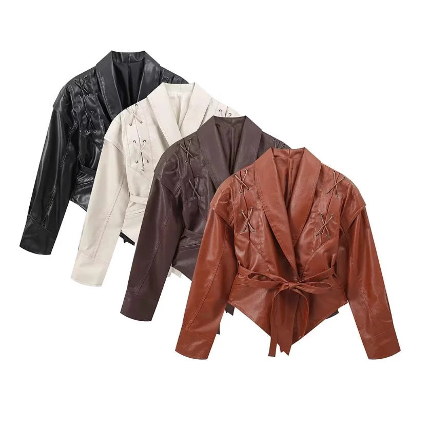 Retro Casual Imitation Leather Jacket