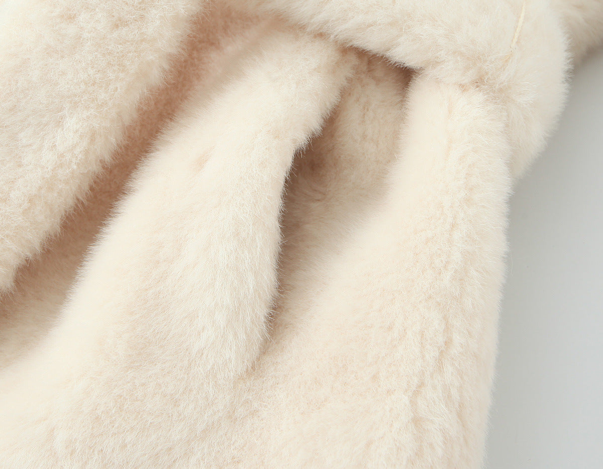 Lapel Faux Fur Waist-Slim Tie Jacket