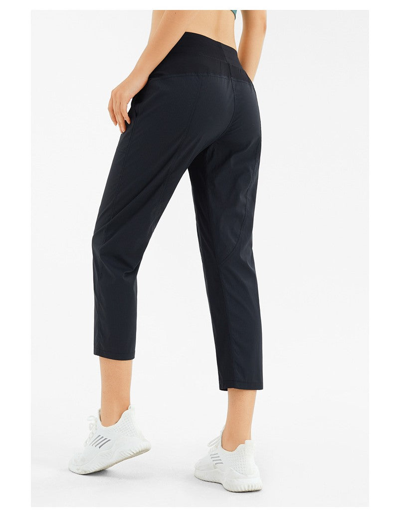 Quick-Dry Drawstring Loose Yoga & Running Pants (Cropped / 9-length)