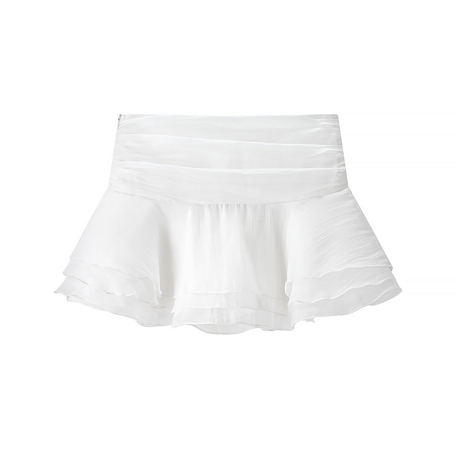 Ruffled Shirt and Skirt Two-Piece Set