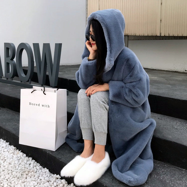 Korean Style Imitation Mink Plush Swing Hat Long Outwear