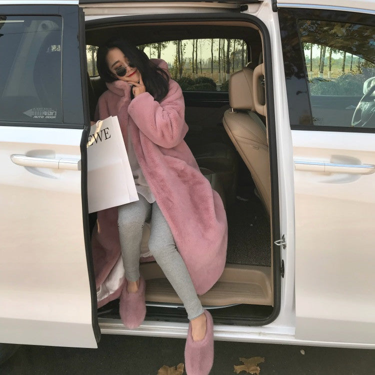 Korean Style Imitation Mink Plush Swing Hat Long Outwear