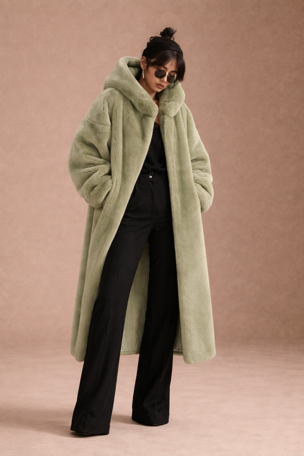 Korean Style Imitation Mink Plush Swing Hat Long Outwear