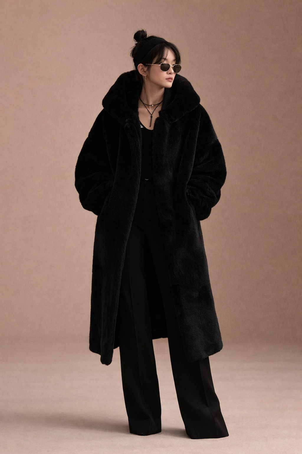 Korean Style Imitation Mink Plush Swing Hat Long Outwear