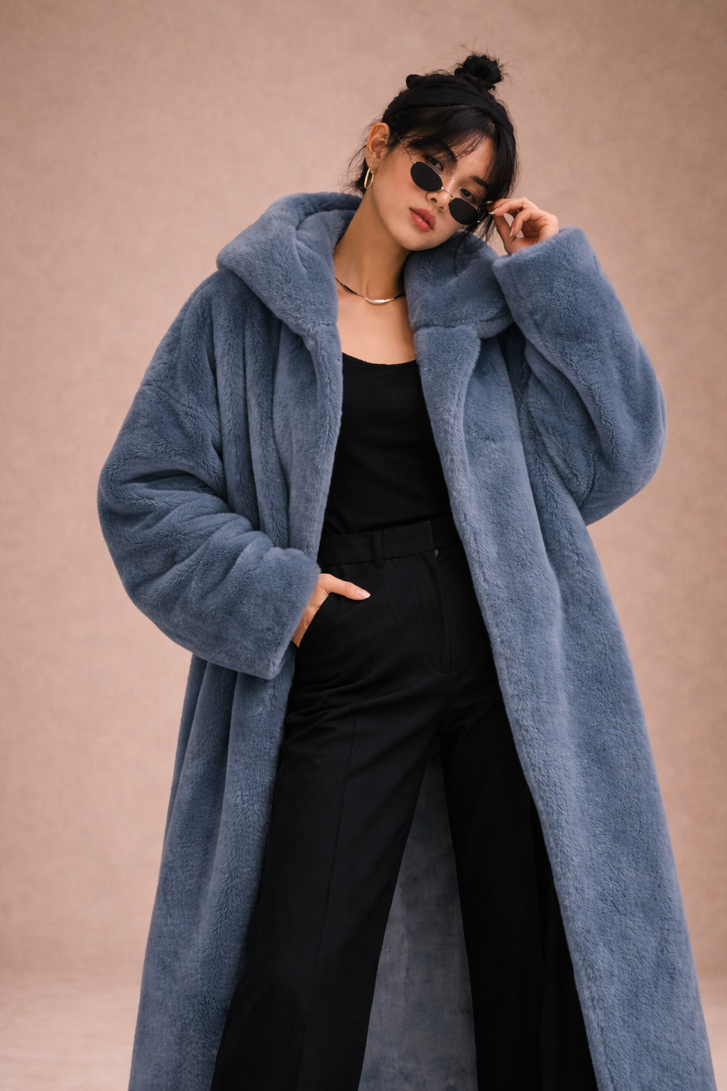 Korean Style Imitation Mink Plush Swing Hat Long Outwear