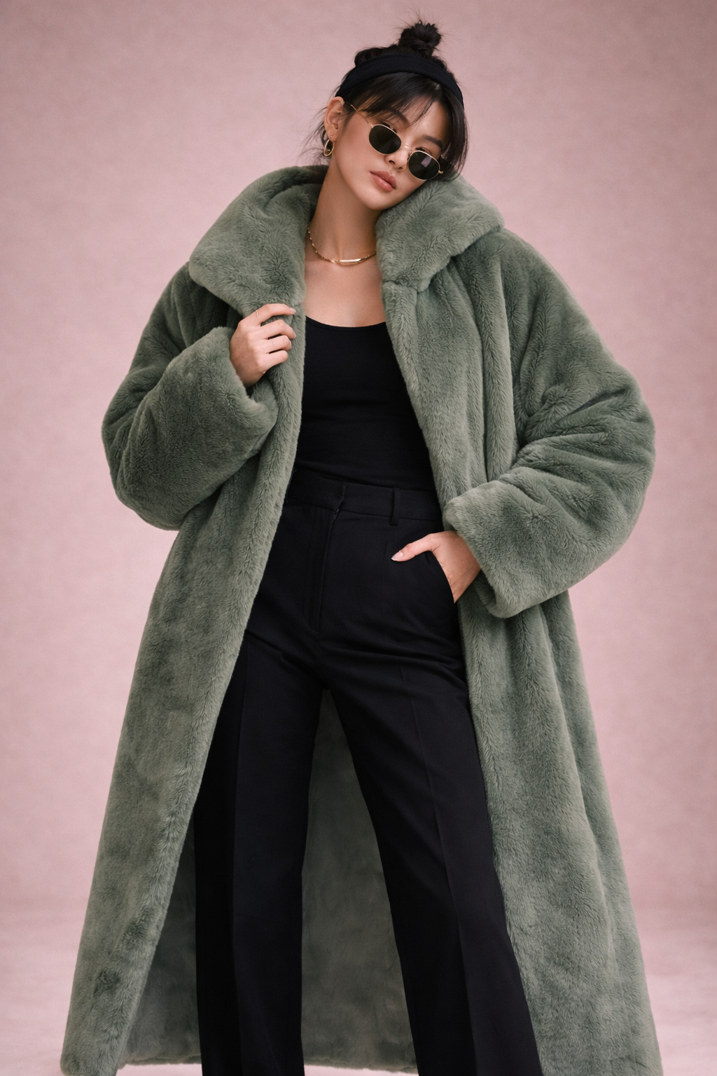 Korean Style Imitation Mink Plush Swing Hat Long Outwear