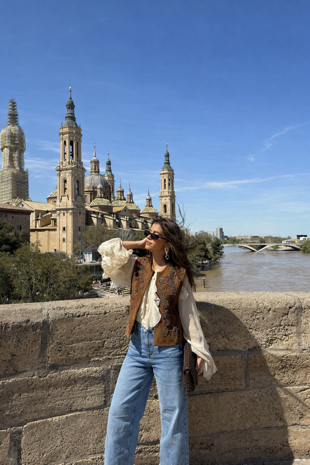 Embroidered Suede Texture Vest