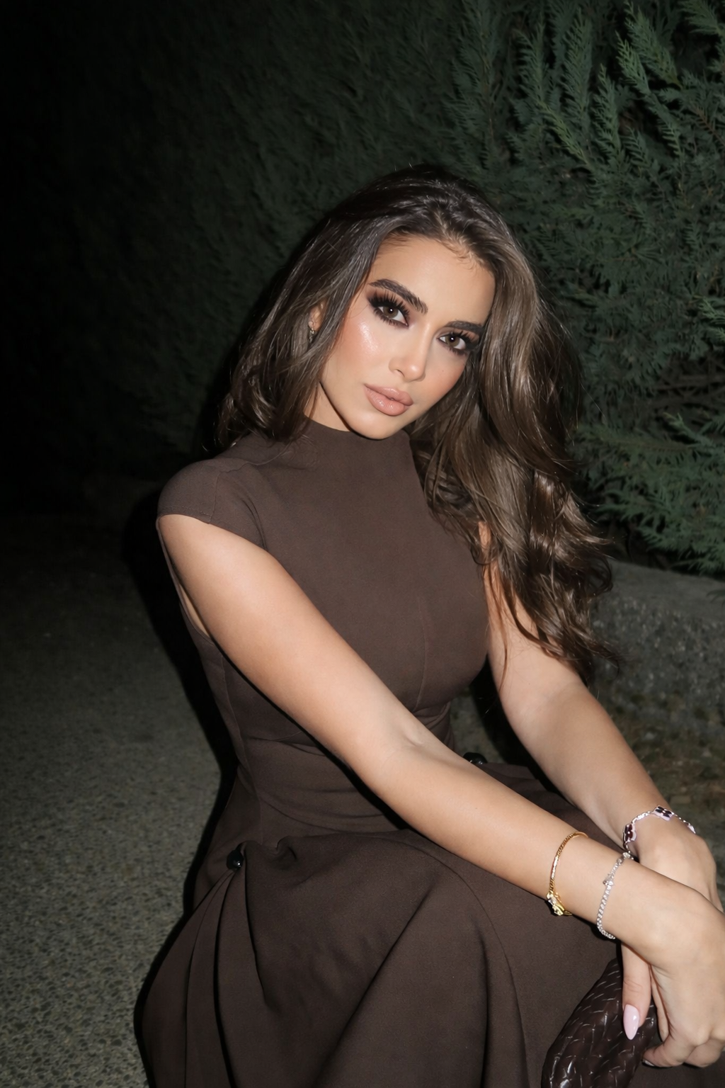 High Collar Large Sleeveless Slim Dress