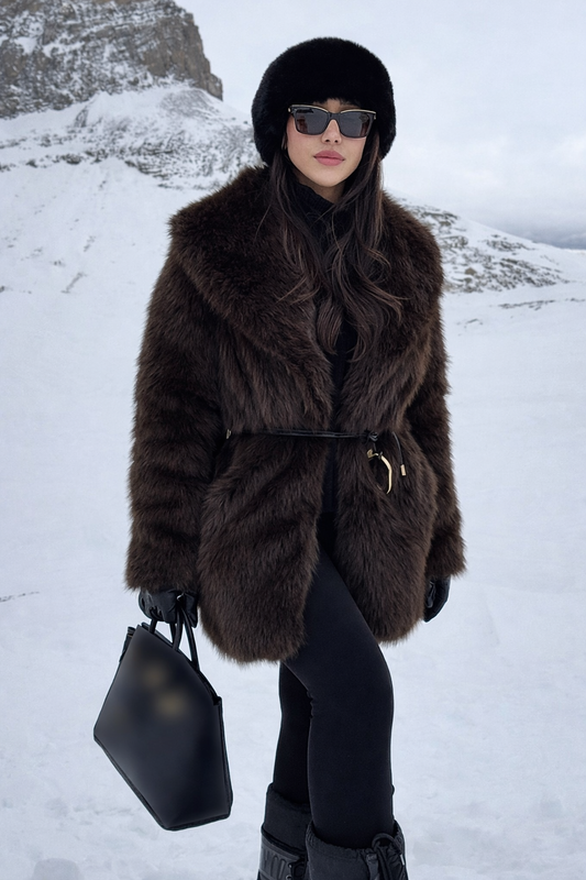 Faux Brown and Coffee Fur Coat