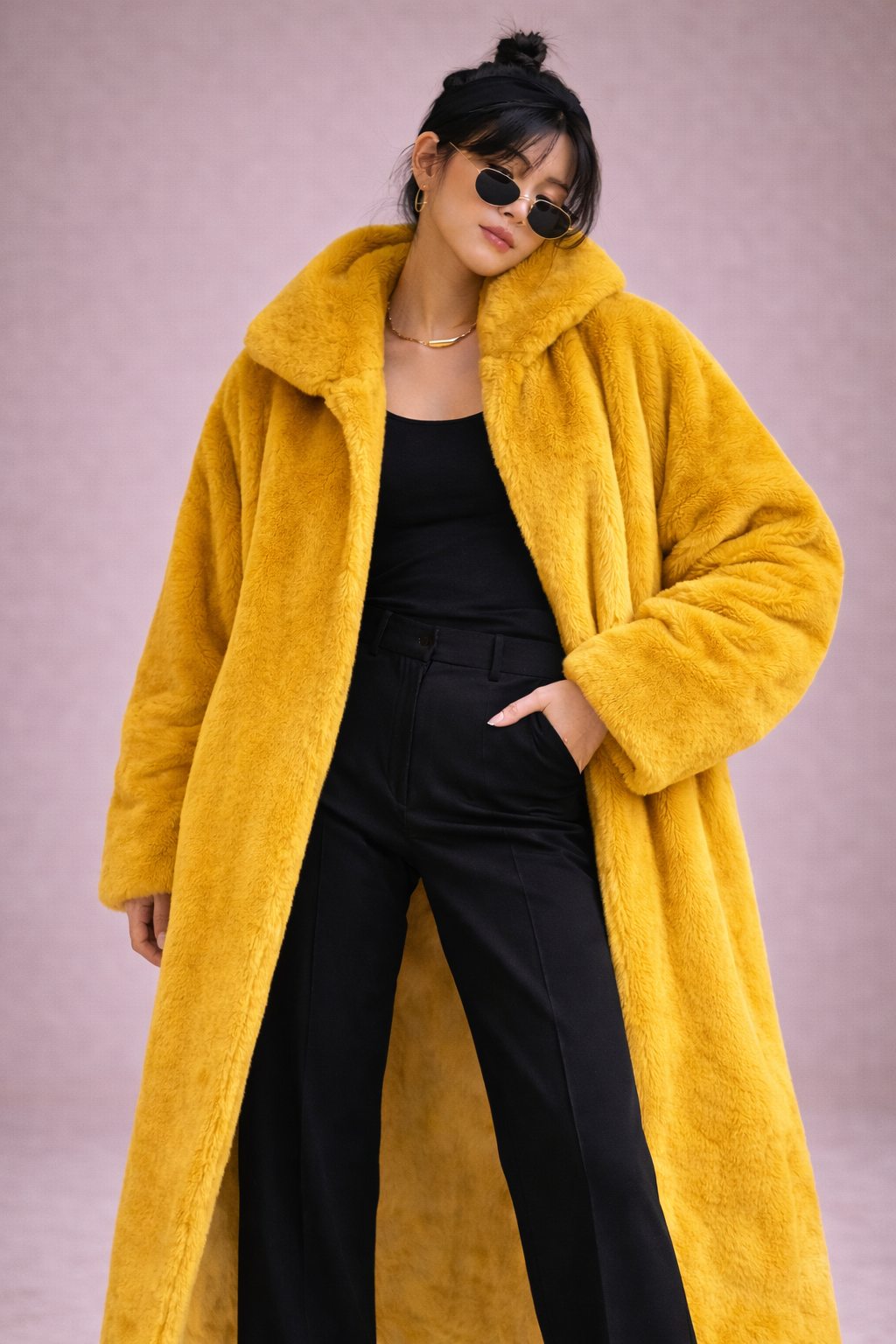 Korean Style Imitation Mink Plush Swing Hat Long Outwear