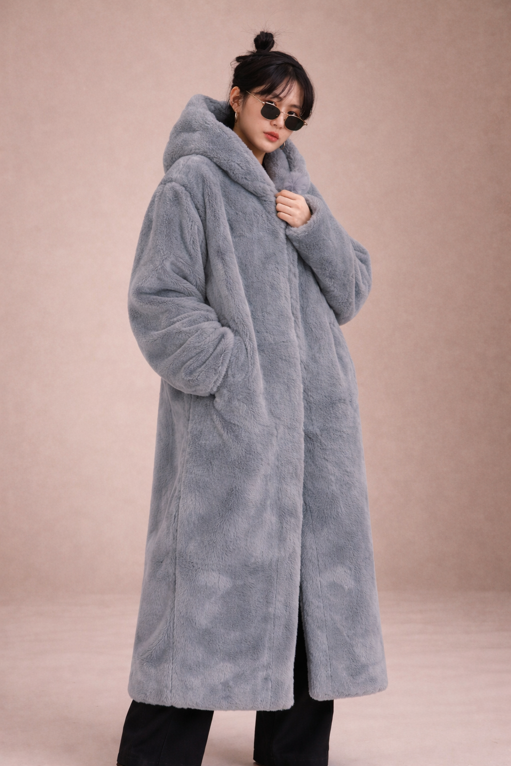 Korean Style Imitation Mink Plush Swing Hat Long Outwear