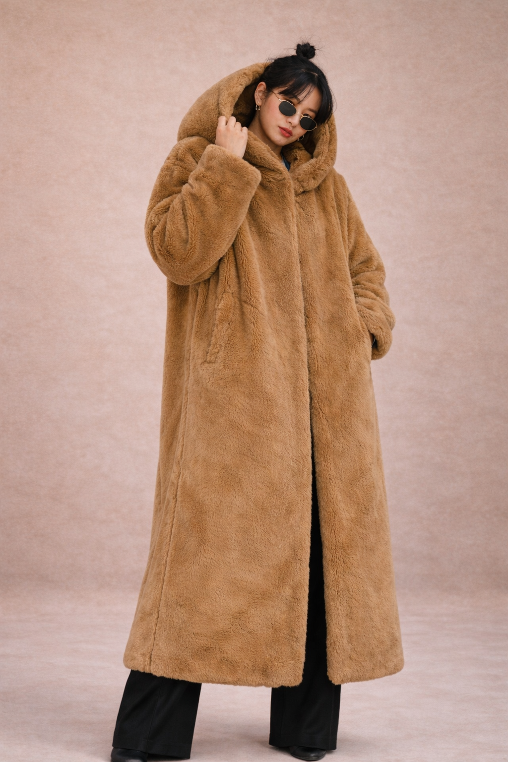 Korean Style Imitation Mink Plush Swing Hat Long Outwear