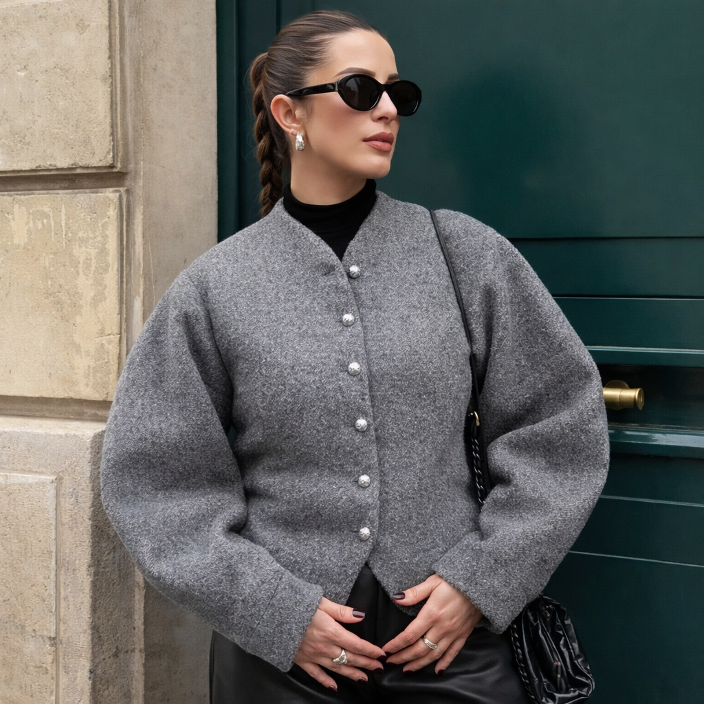 Simple Button-Decorated Long-Sleeved Jacket