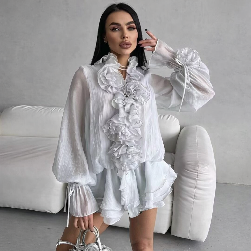 Wavy Floral Dress Set