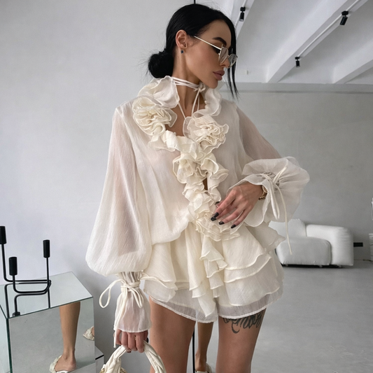 Wavy Floral Dress Set