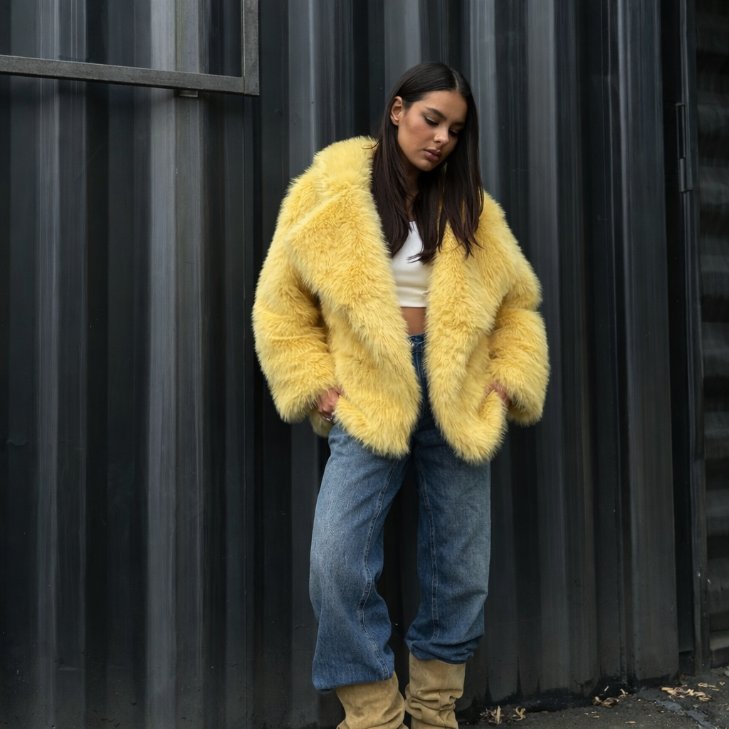 Lapel Cardigan Plush Coat