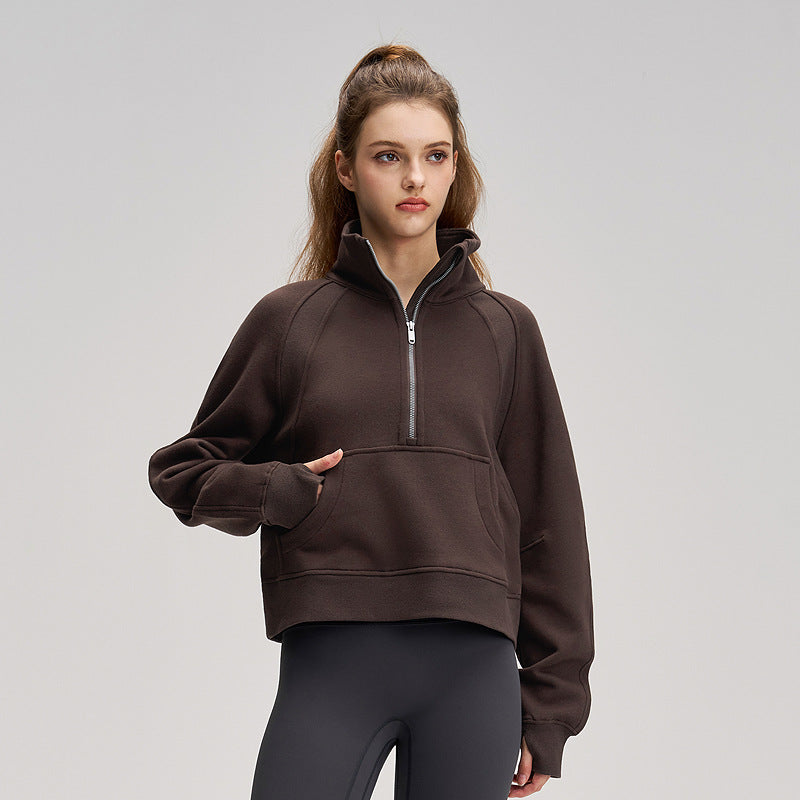 Windproof Women's Sports Jacket – Fleece Lined & Half-Zip