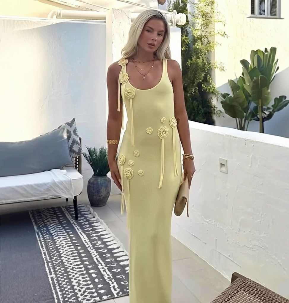 Flower Suspender Long Skirt