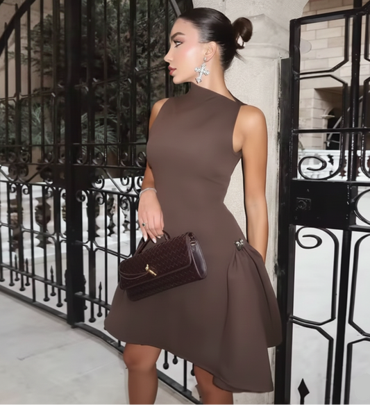 Off-shoulder Metal Decorative Short Dress