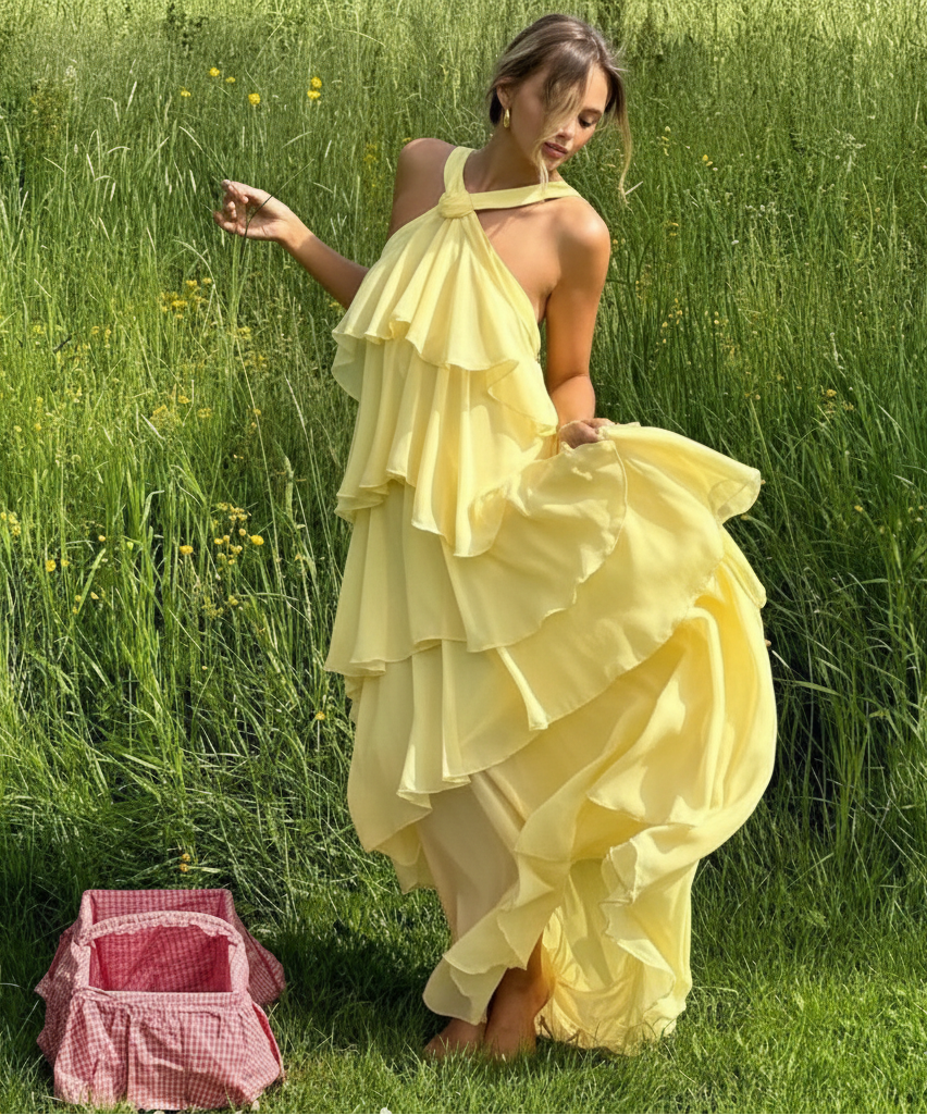 Floral Layered Chiffon Dress