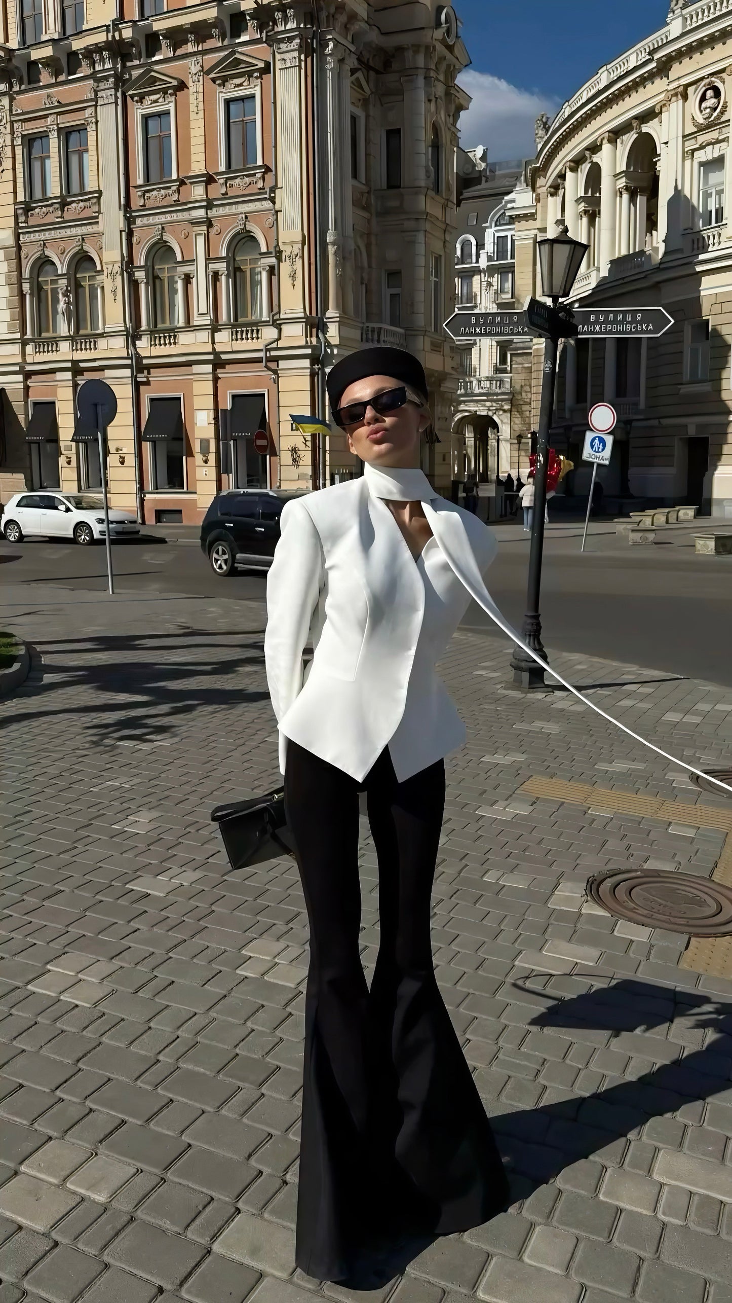 V-neck Long Sleeve Scarf Suit Jacket