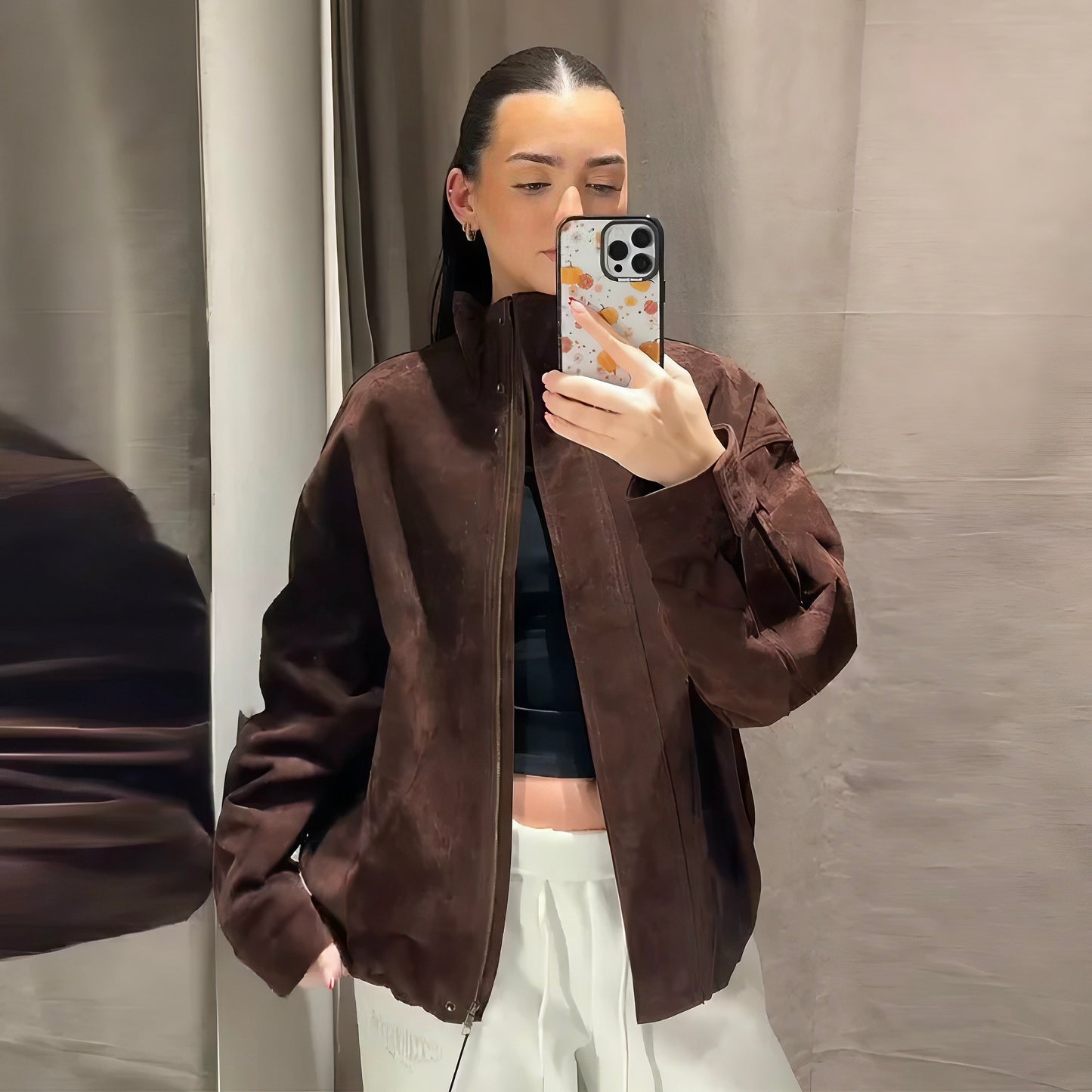 Loose Suede Leather Jacket