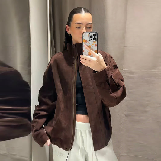 Loose Suede Leather Jacket