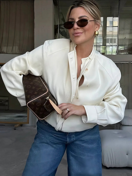 Button Decoration Loose Jacket