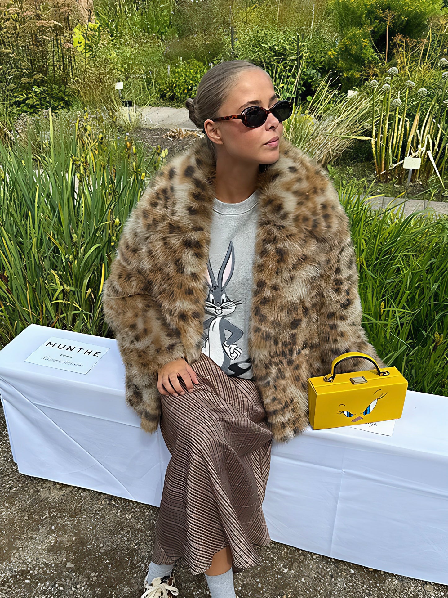 Faux Fur Leopard Print Plush Coat