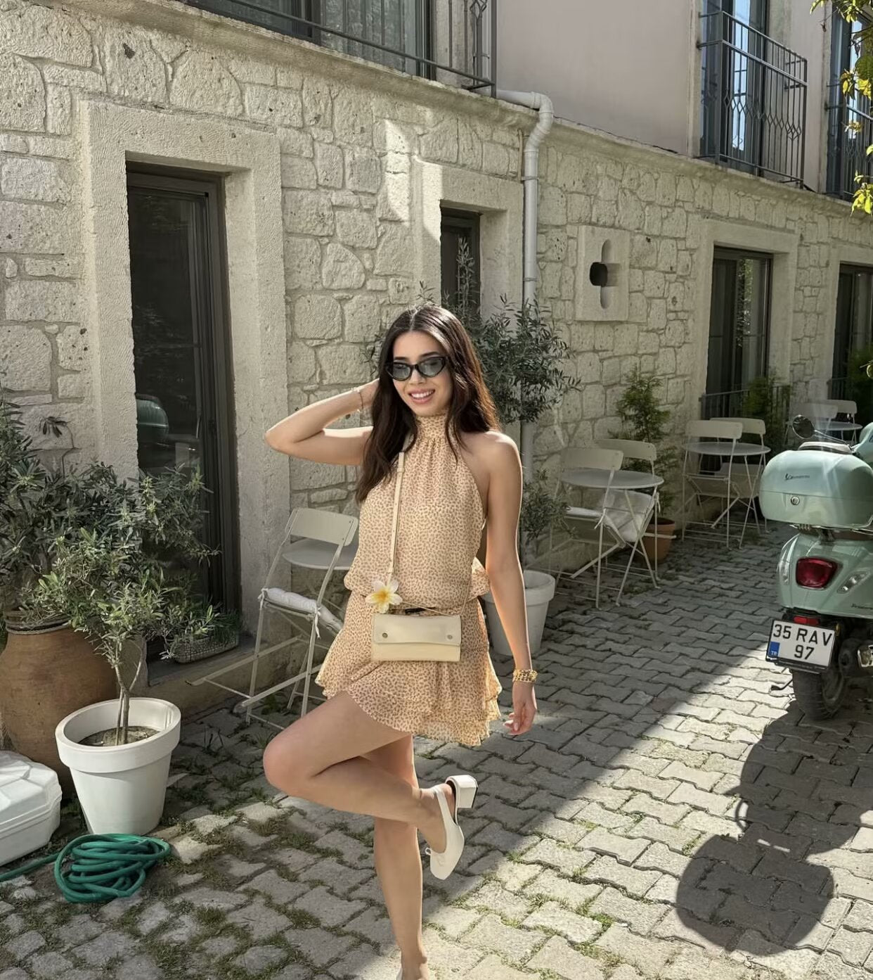 Layered Halter Neck Printed Dress