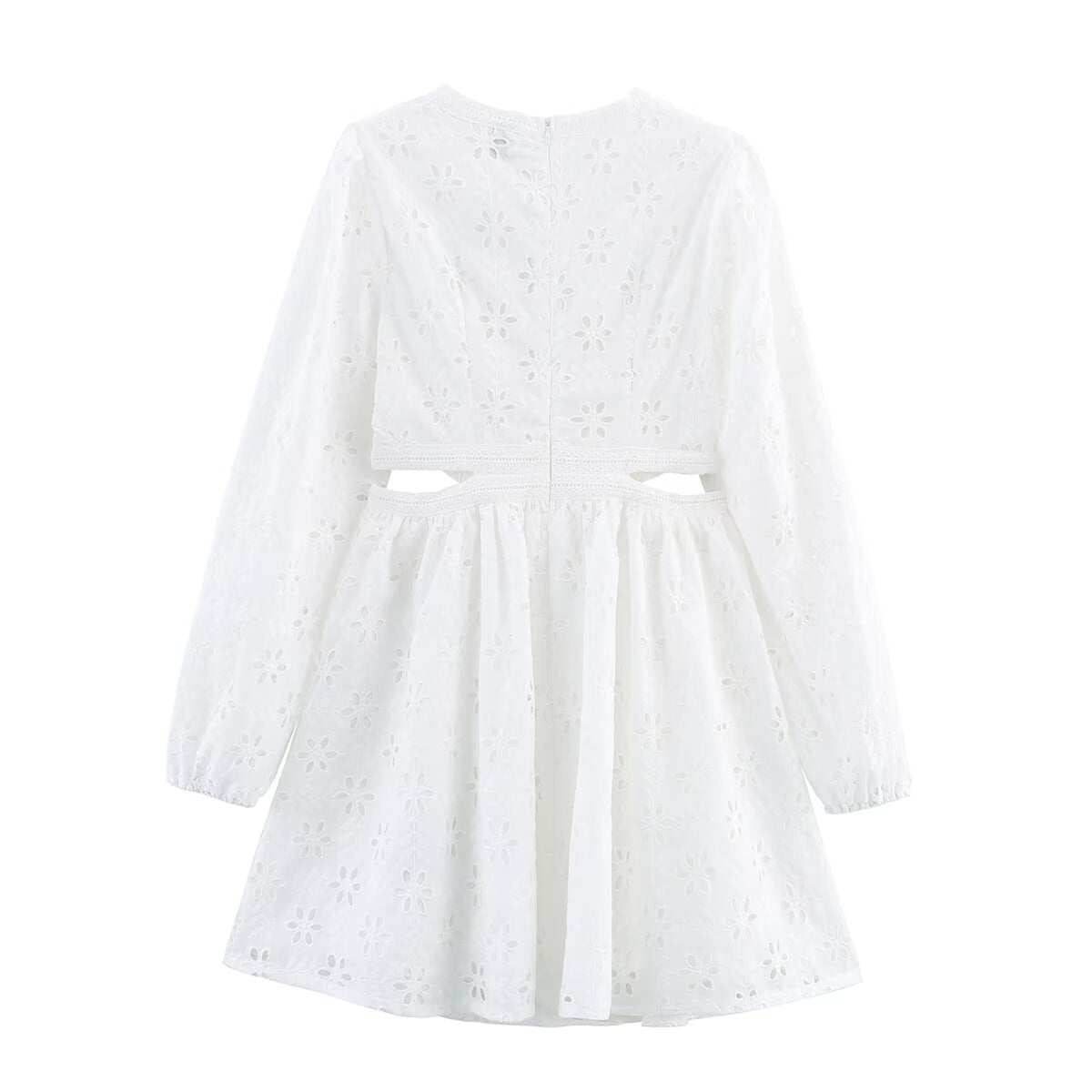 Round Neck Long Sleeve Short Dress