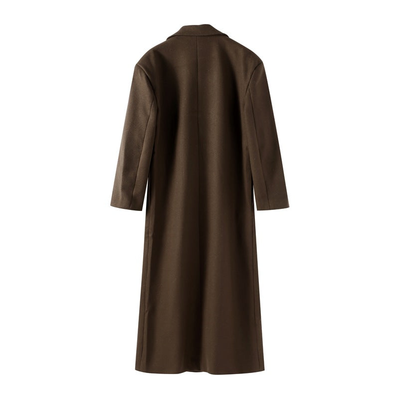 Lapel Single-Breasted Long Coat Jacket