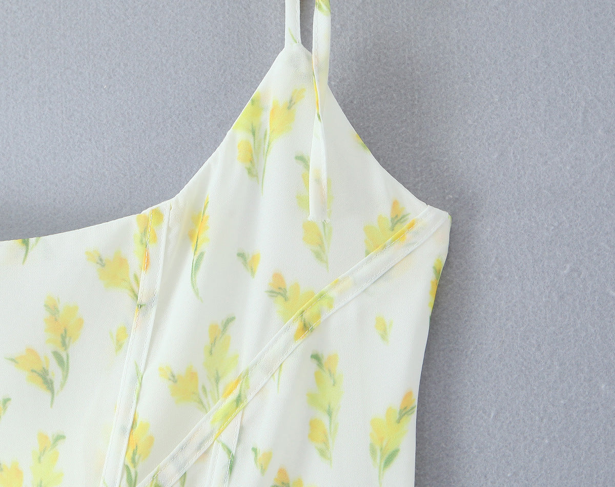Print Tie Waist Mid-Length Dress