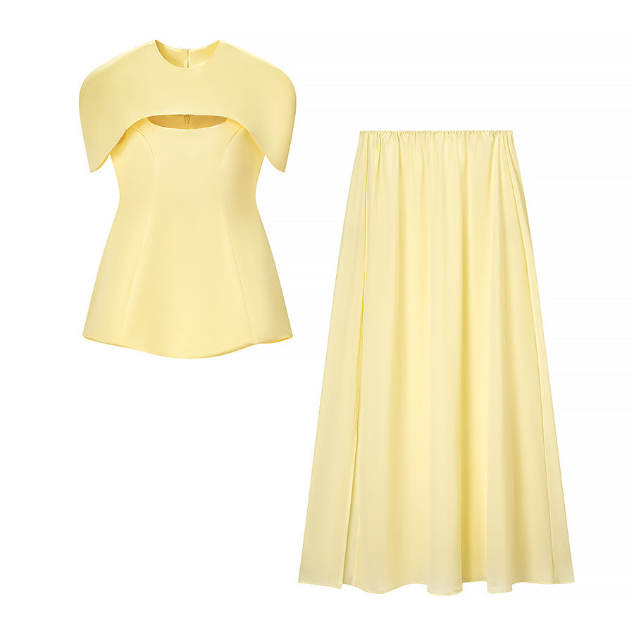 Heiress Style Solid Color Three-Piece Dress Set