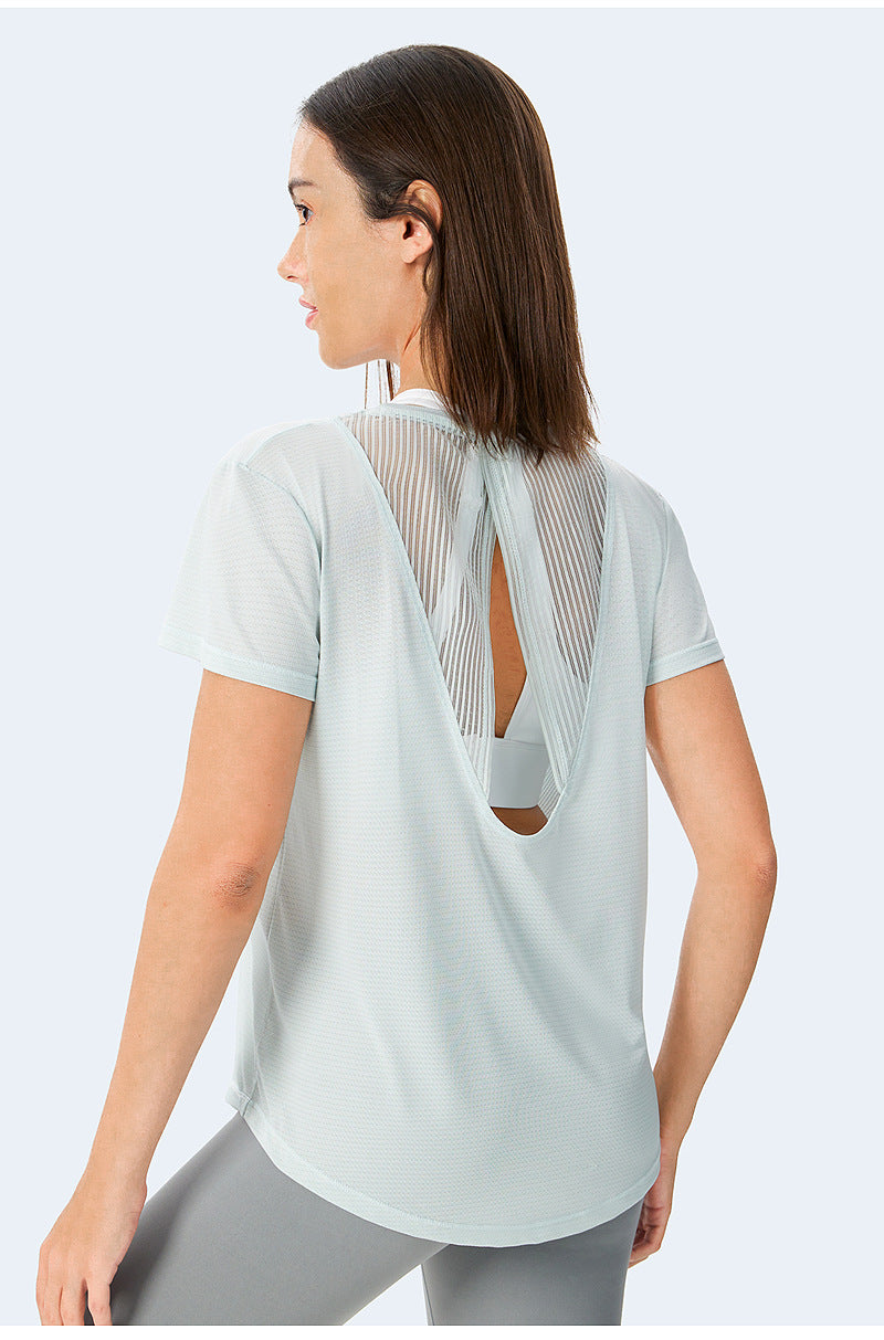 Loose & Quick-Drying Mesh Short-Sleeved Sports T-Shirt for Women