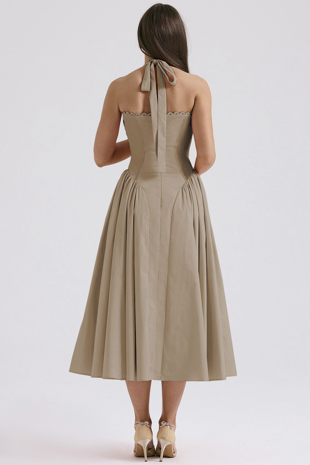 Print Halter Neck Lace Dress