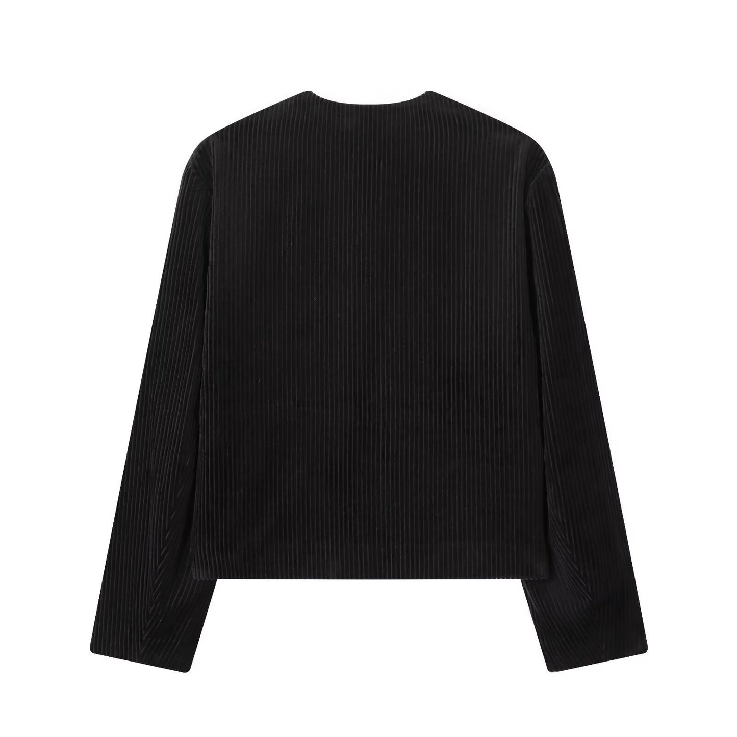 Round Neck Button-Decorated Jacket Baseball Jacket