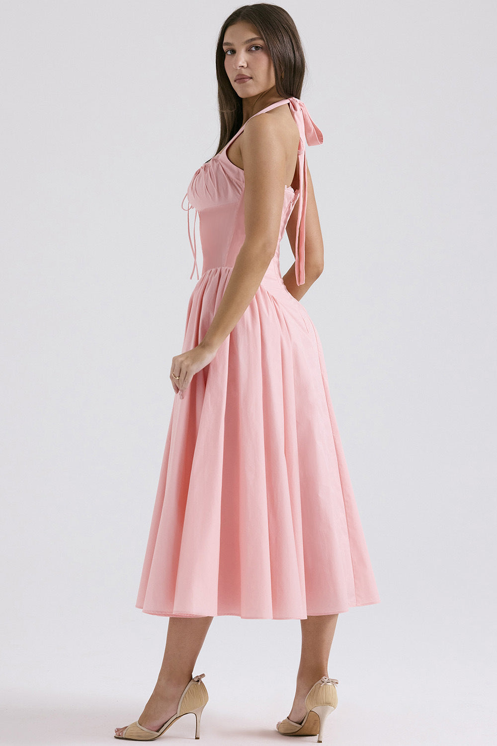 Print Halter Neck Lace Dress