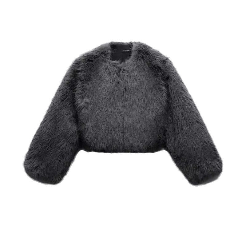 High Waist Faux Fur Coat