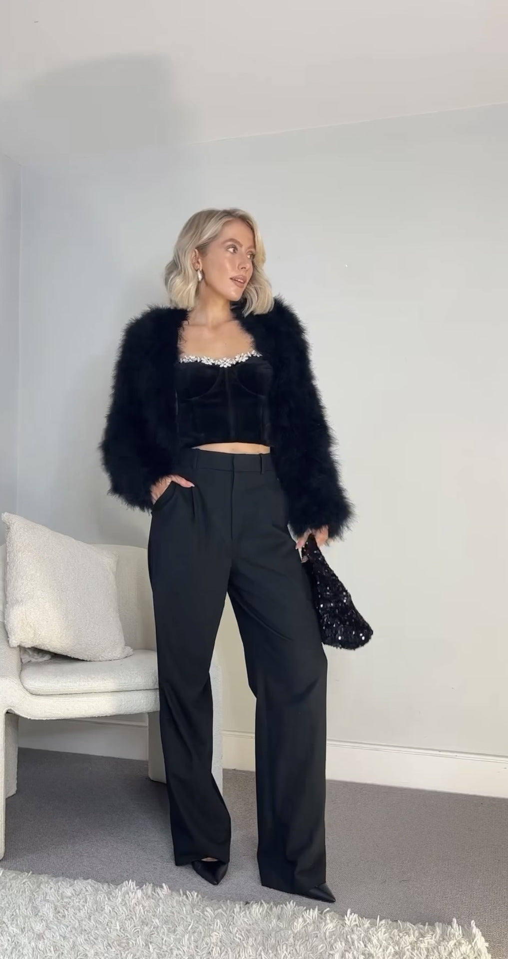 High Waist Faux Fur Coat