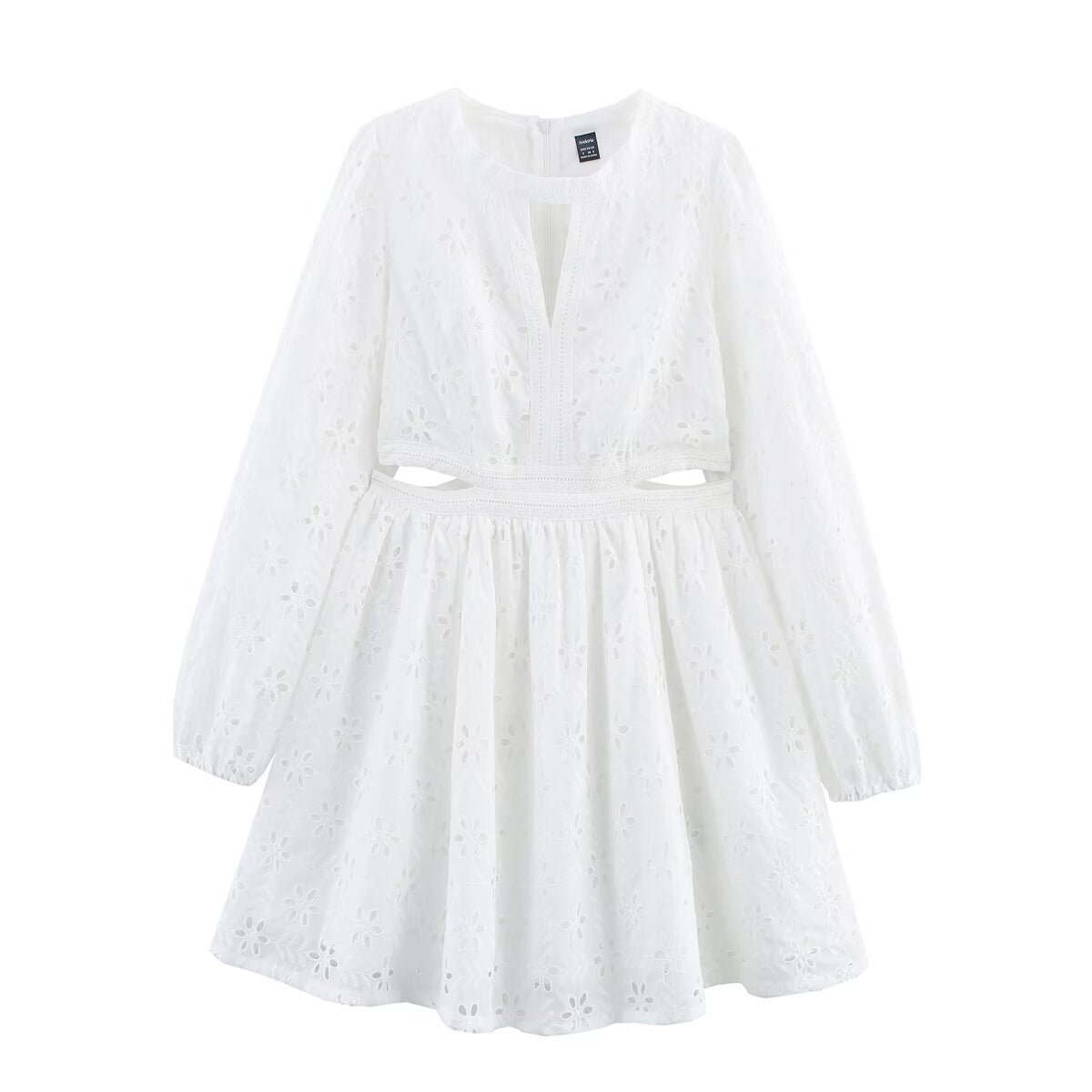 Round Neck Long Sleeve Short Dress