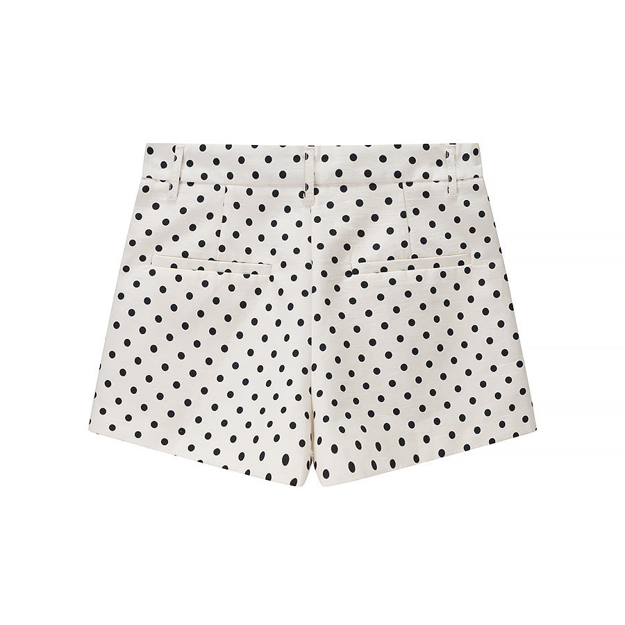 Stand Collar Long Sleeve Polka Dot Set