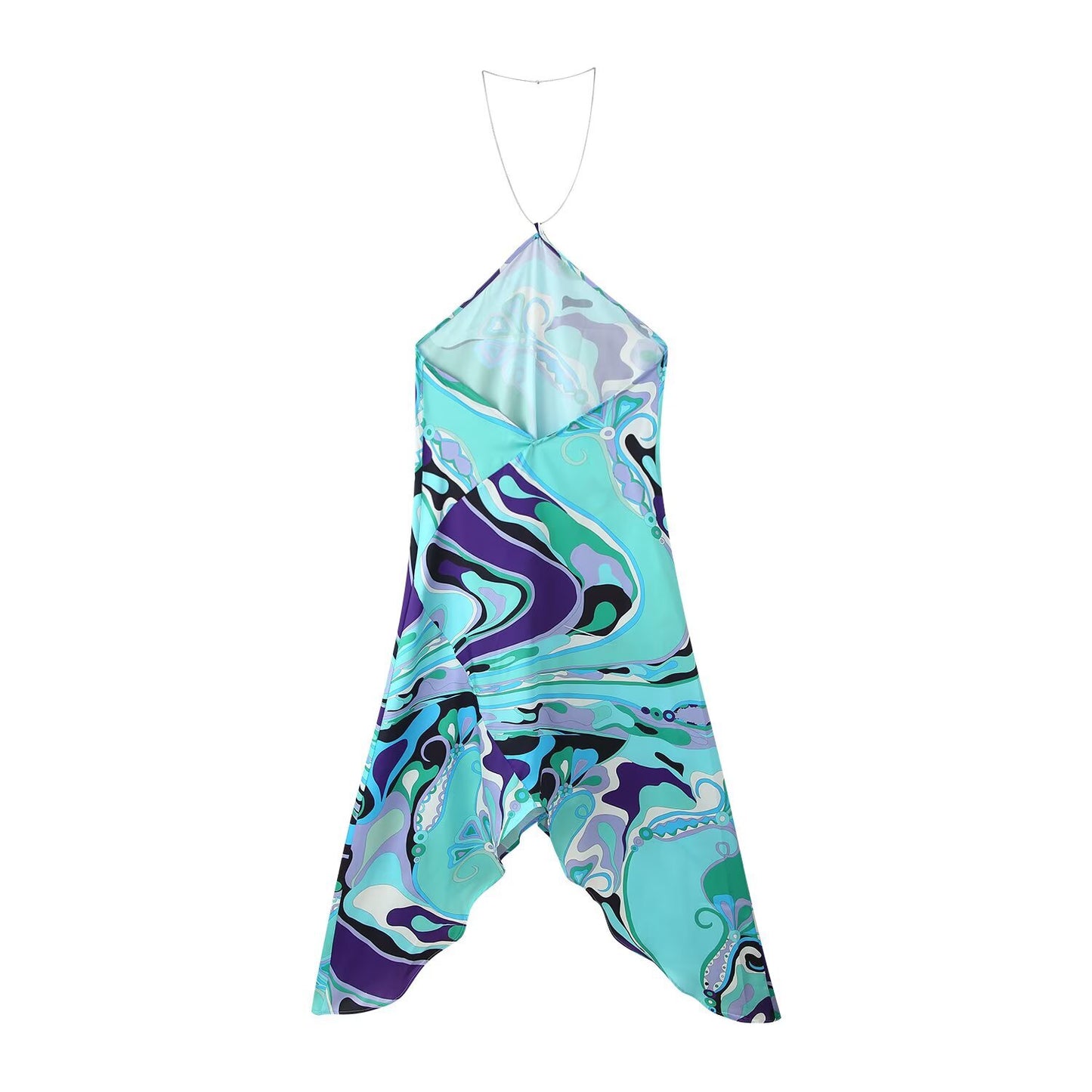 Printed Chain Halter Neck Dress