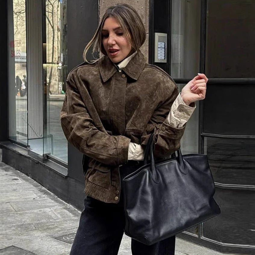 Suede Texture Loose Versatile Jacket