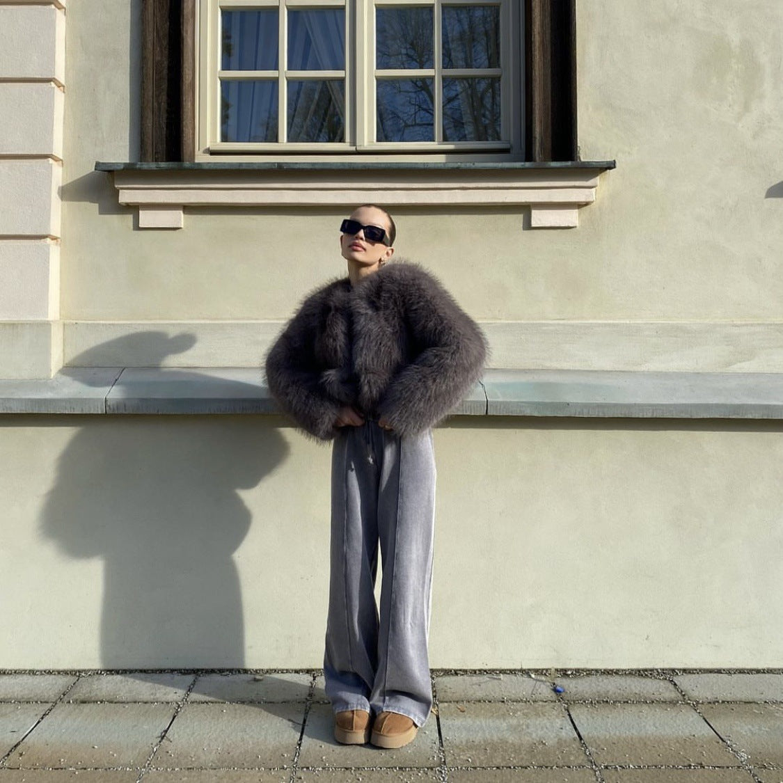 High Waist Faux Fur Coat
