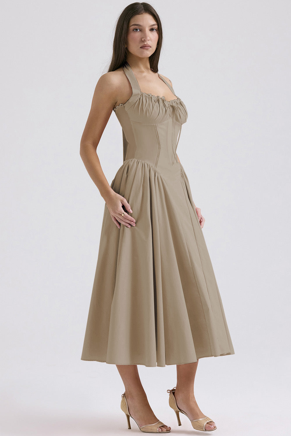 Print Halter Neck Lace Dress
